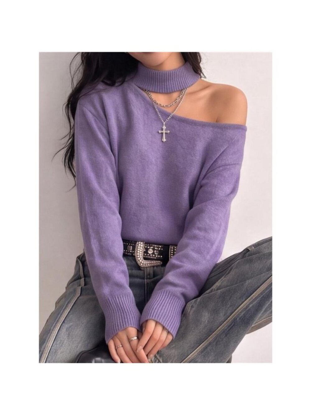 Cold-Shoulder Dropped Shoulder Sweater